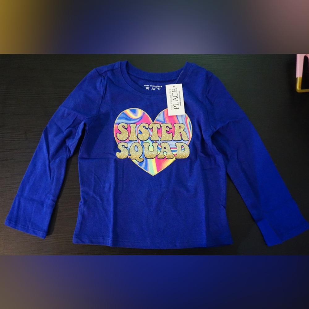 The Children's Place Blue Long Sleeve Tee with Heart Graphic
